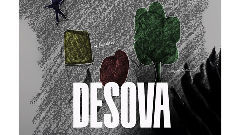 Desova - filmaffisch med mörkt landskap.