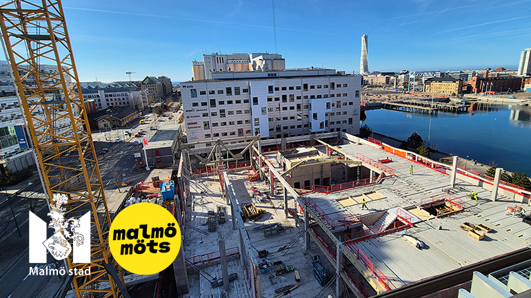 Bygget av nya huset Amphitrite på universitetsholmen i Malmö.