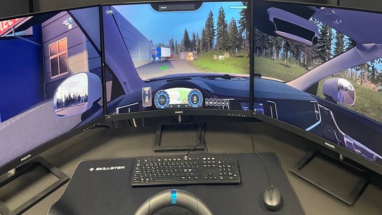 3D-bild på vy i körsimulatator