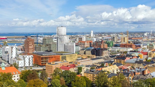 Panoramabild över Malmö.