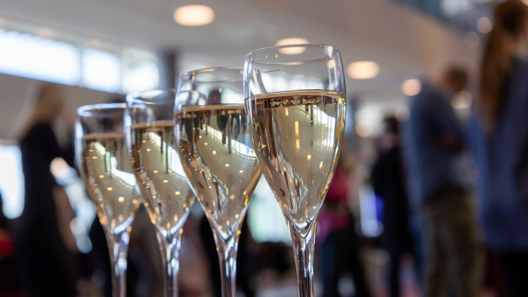 Glasses with sparkling wine