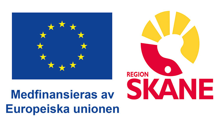 Logotyper EU och Region Skåne.